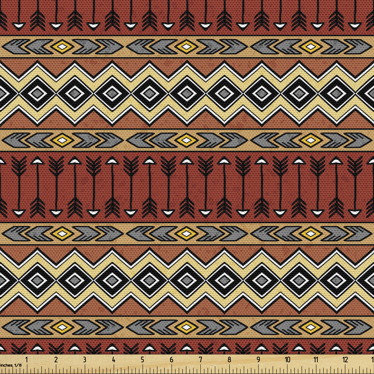 Boho Fabric by the Yard, Horizontal Native Borders with and Geometric  Motifs in Hand Drawn Style, Decorative Upholstery Fabric for Sofas and Home  Accents, Multicolor by Ambesonne 
